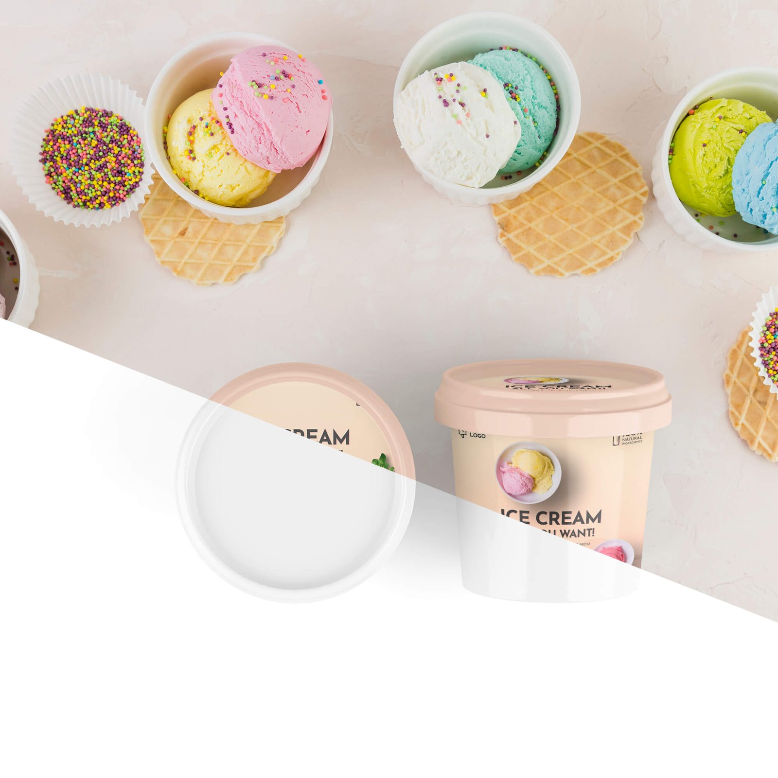 Editable Free Ice Cream Cup Mockup PSD Template