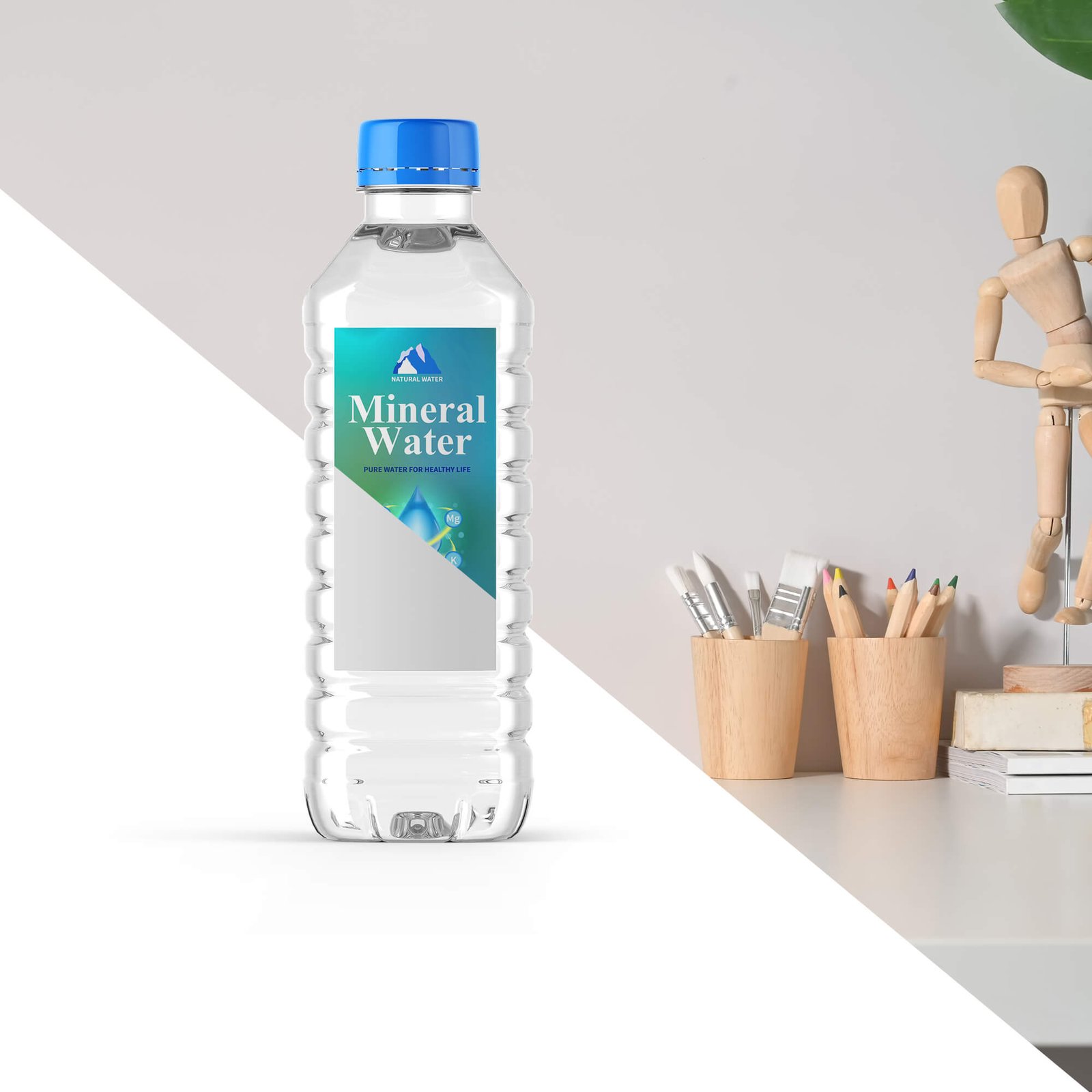 Editable Free Mineral Water Bottle Mockup PSD Template