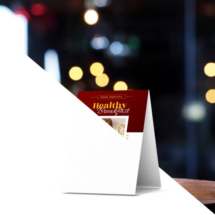 Free Table Tent Card Mockup PSD Template Mockup Den