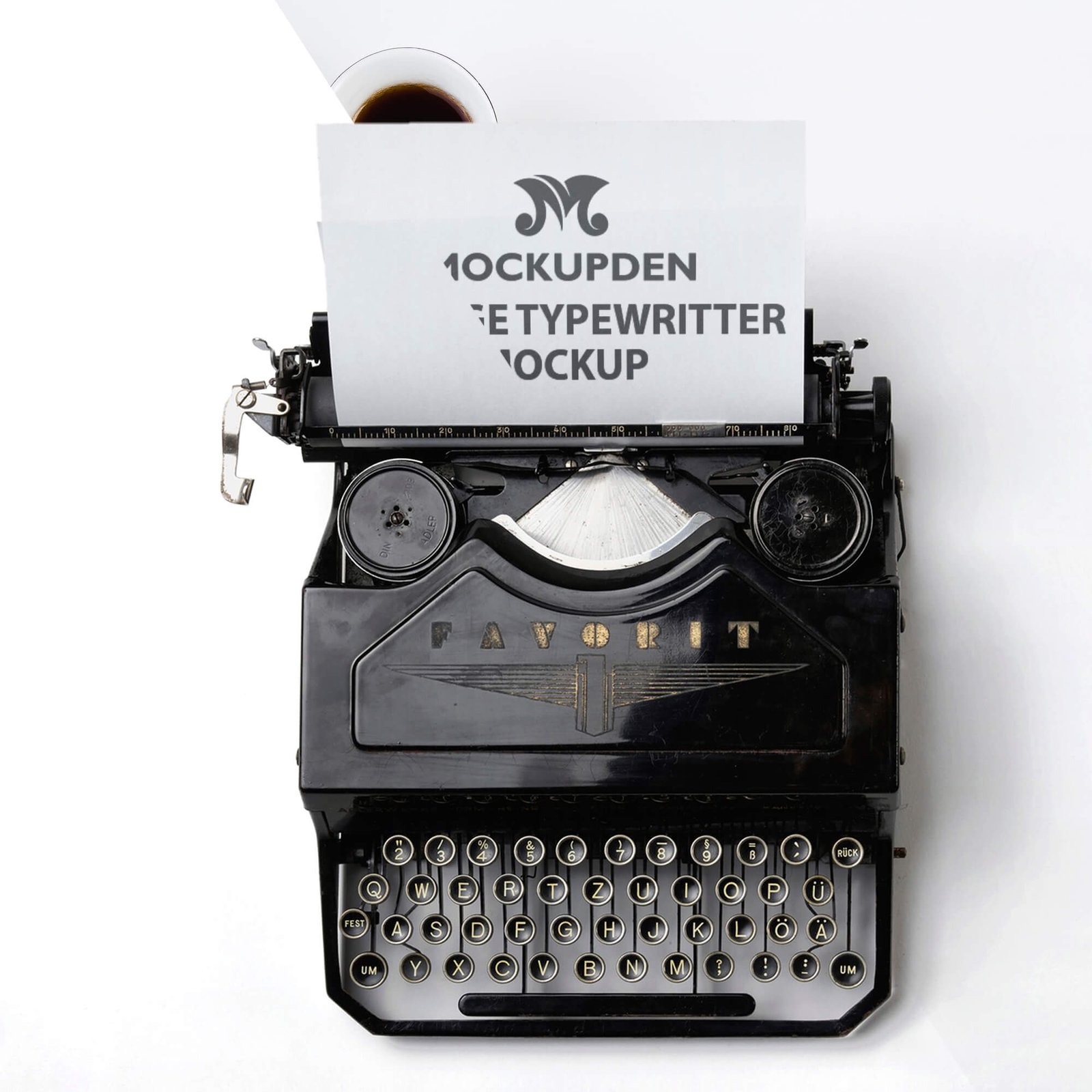 Editable Free Vintage Typewriter Mockup PSD Template