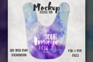 Download 22+Cute Bib Mockup PSD Templates idea For Baby Clothing