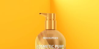 Free Cosmetic Pump Bottle Mockup PSD Template