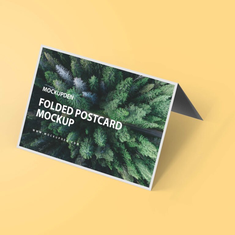 Free Folded Postcard Mockup PSD Template