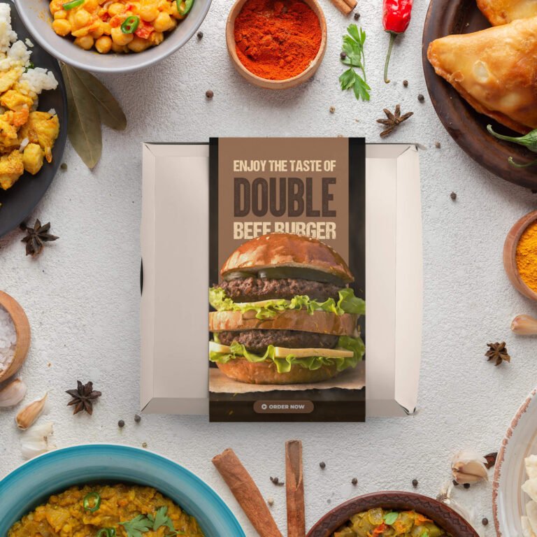 Free Food Box Packaging Mockup PSD Template