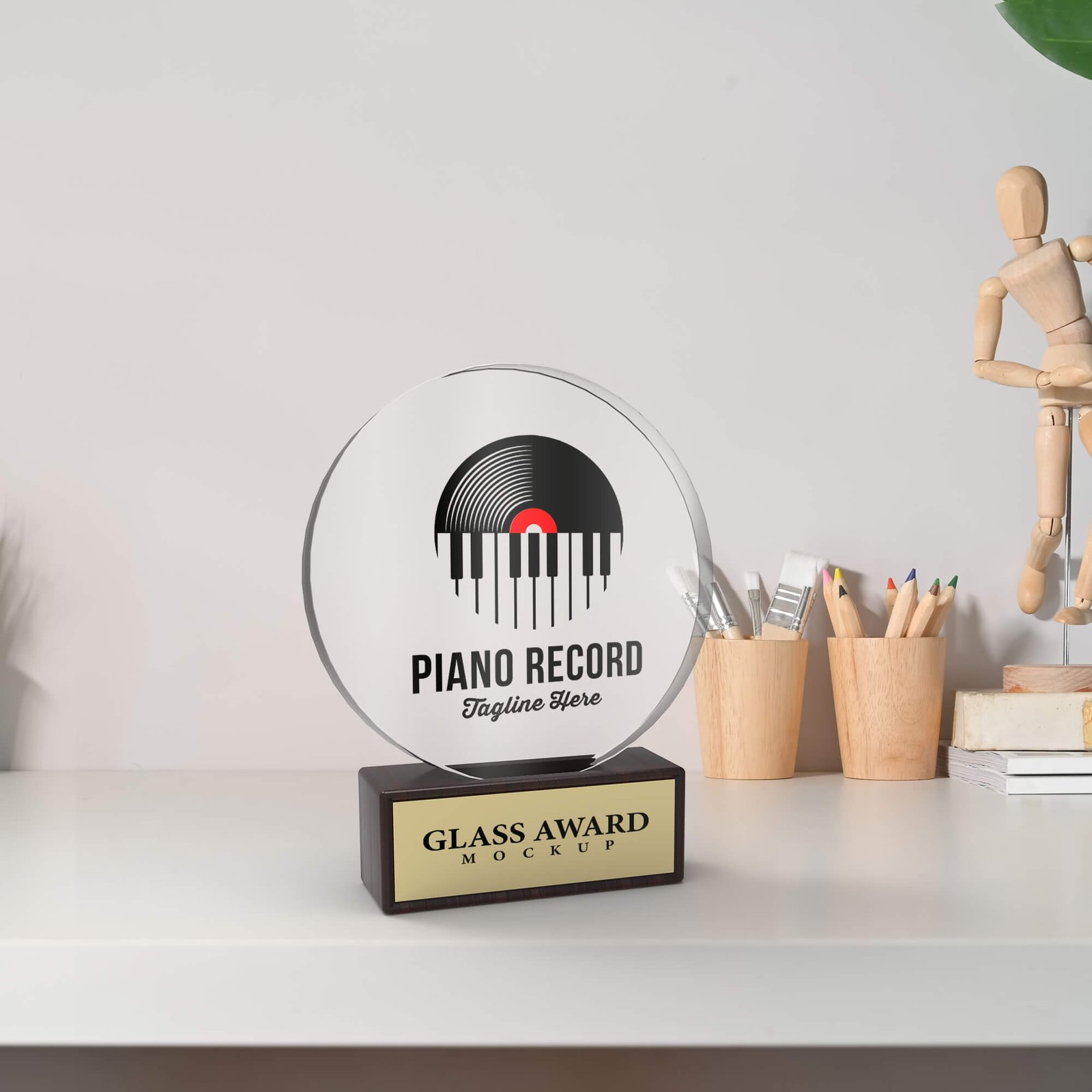 Free Glass Award Mockup PSD Template