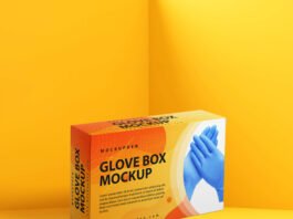 Free Glove Box Mockup PSD Template