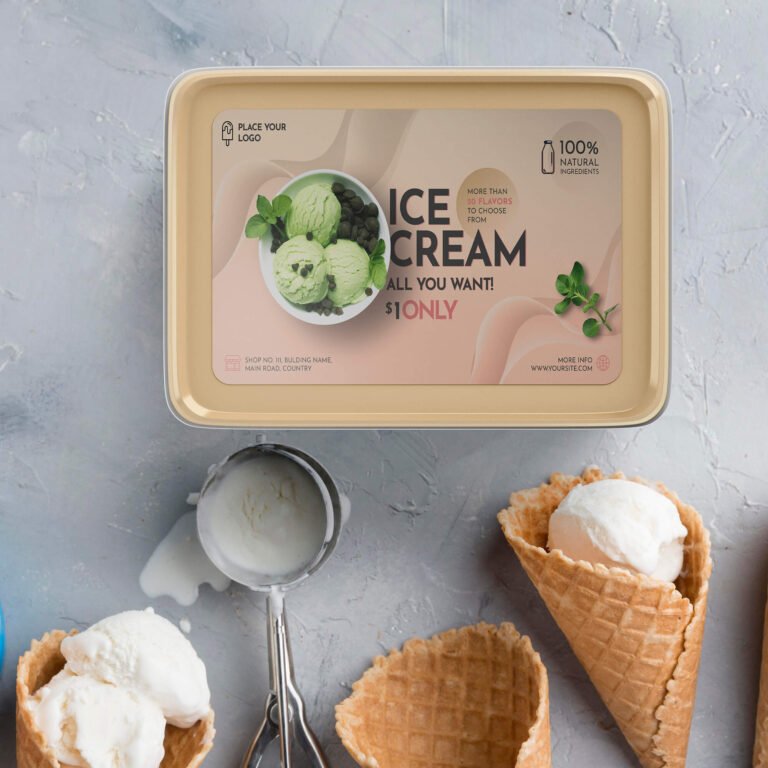 Ice Cream Tub Free Mockup PSD Template