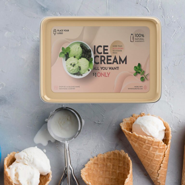 Free Ice Cream Tub Mockup PSD Template