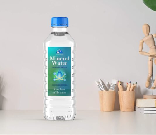 Free Mineral Water Bottle Mockup PSD Template