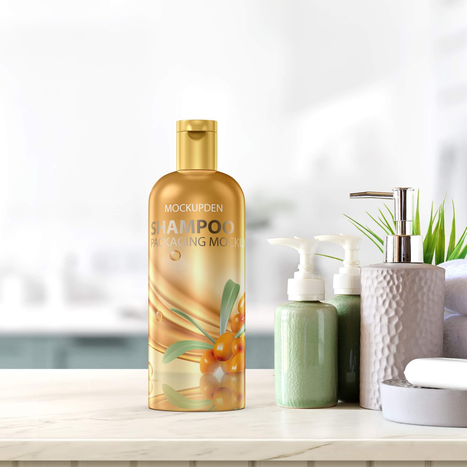 Free Shampoo Packaging Mockup PSD Template