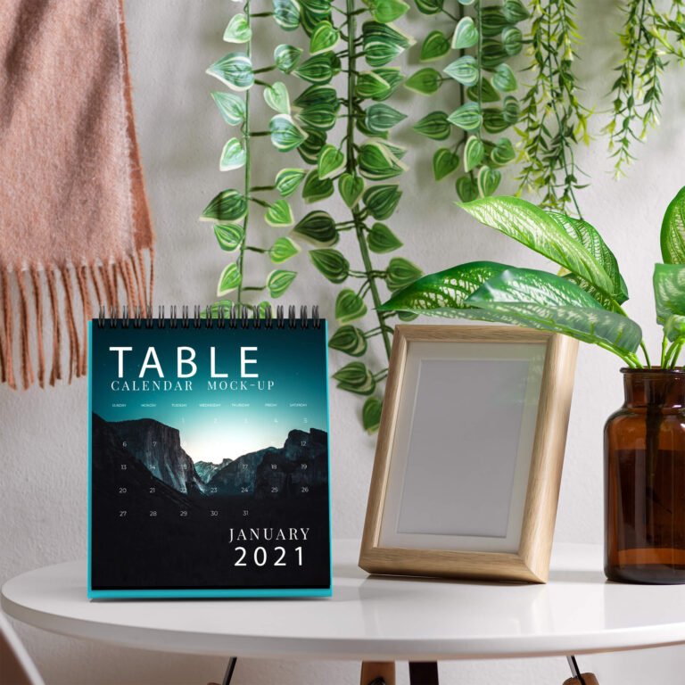 Free Table Calendar Mockup PSD Template