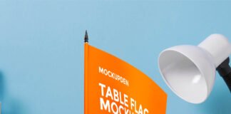 Free Table Flag Mockup PSD Template