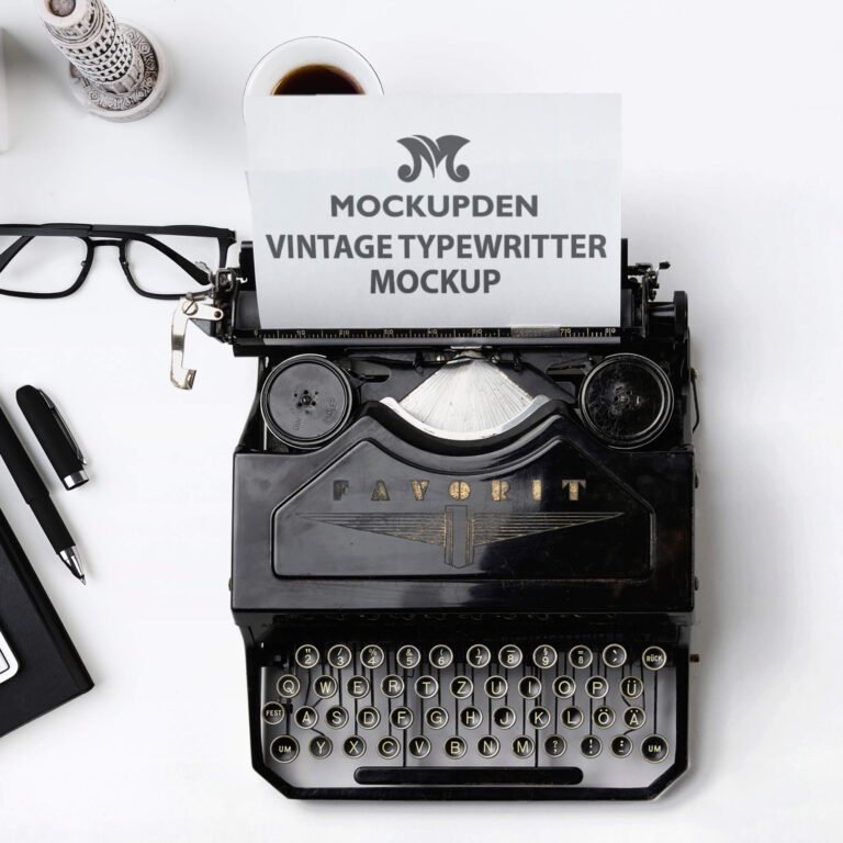 Free Vintage Typewriter Mockup PSD Template