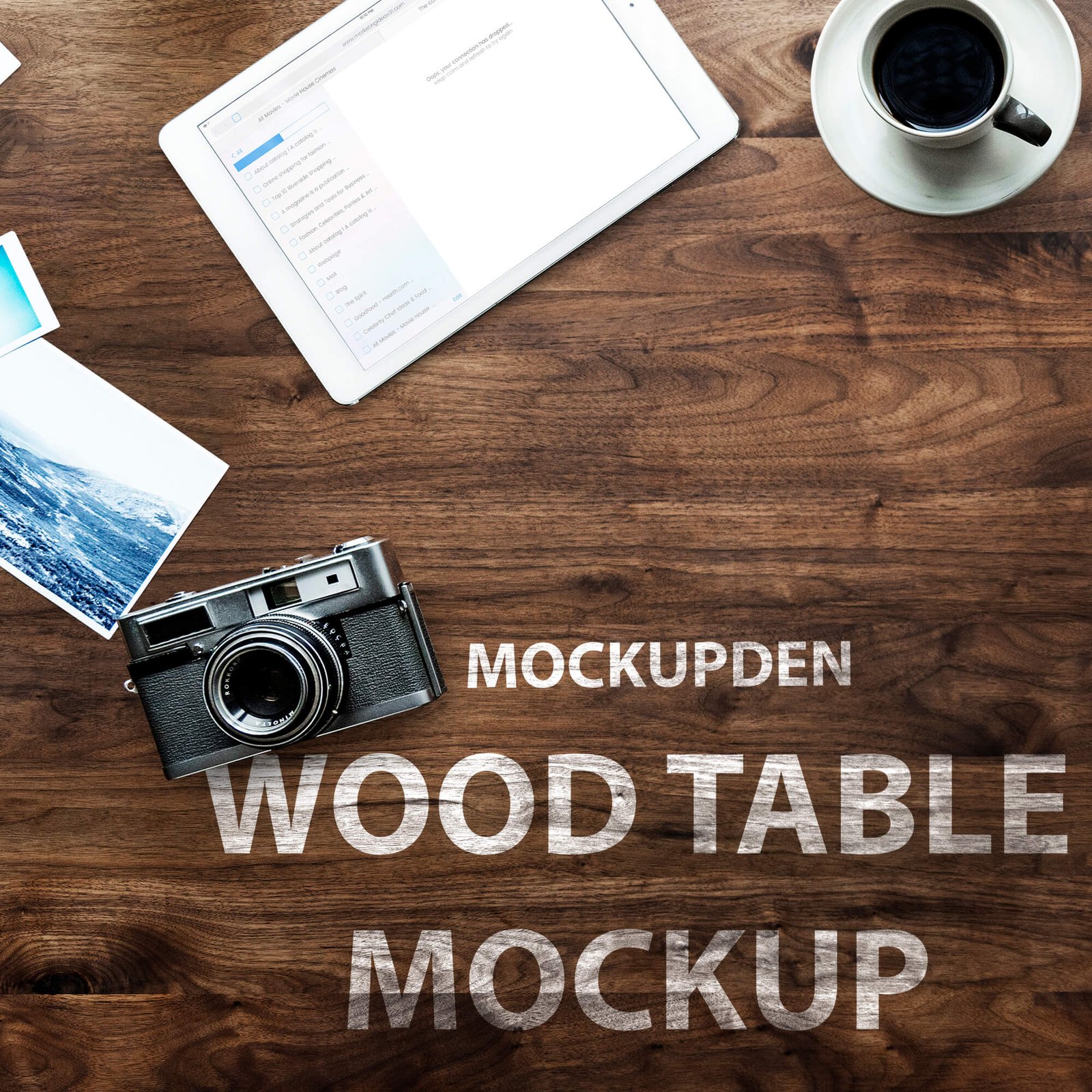 Free Wood Table Mockup PSD Template - Mockup Den