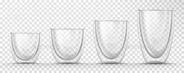 Glass Empty Cups with Double Wall