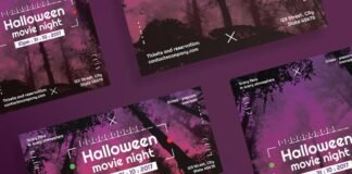 Halloween Movie Night Flyer and Poster Template