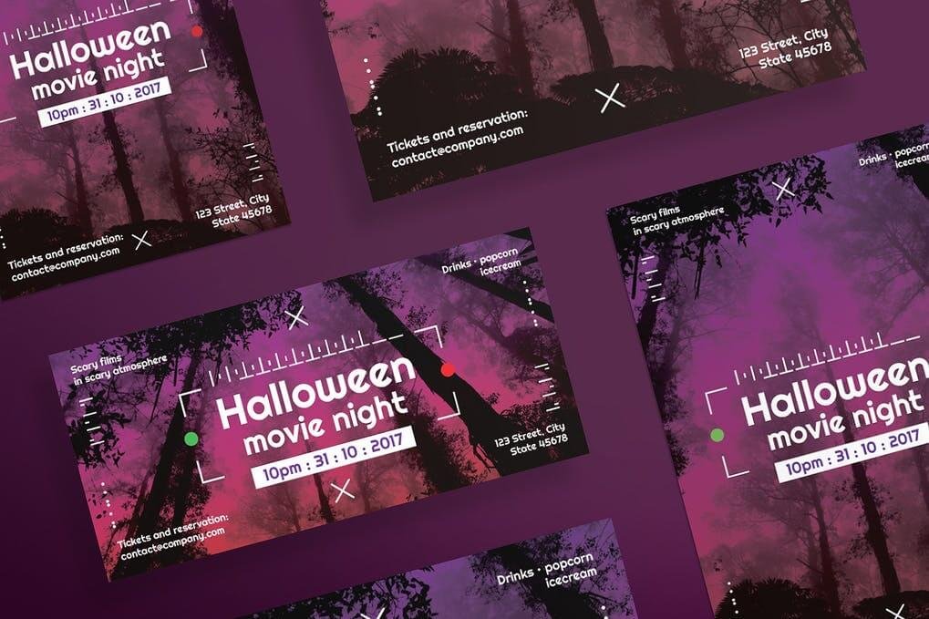 Halloween Movie Night Flyer and Poster Template