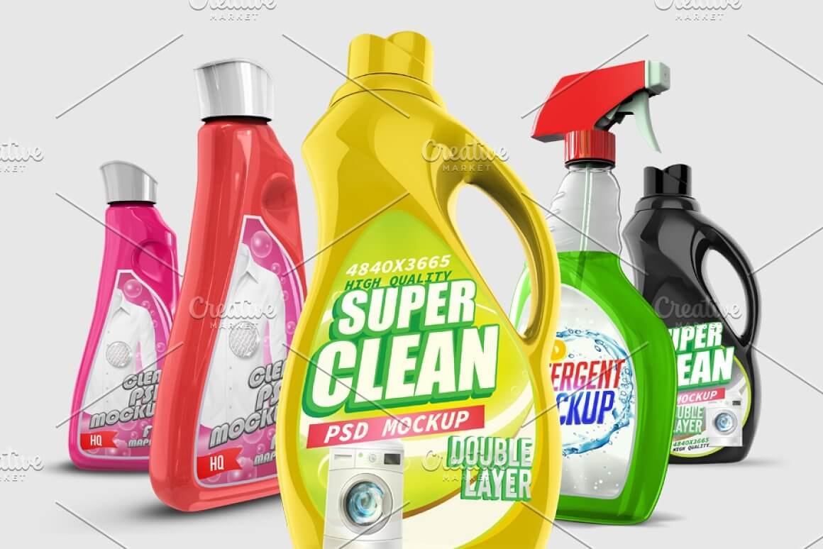 Download 22 Best Detergent Mockup Packaging Bottle Psd Templates