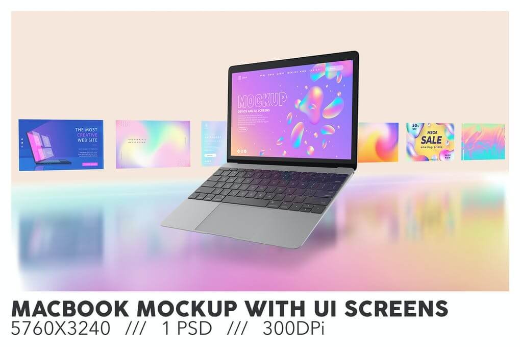 Macbook Mockup With Ui Screens