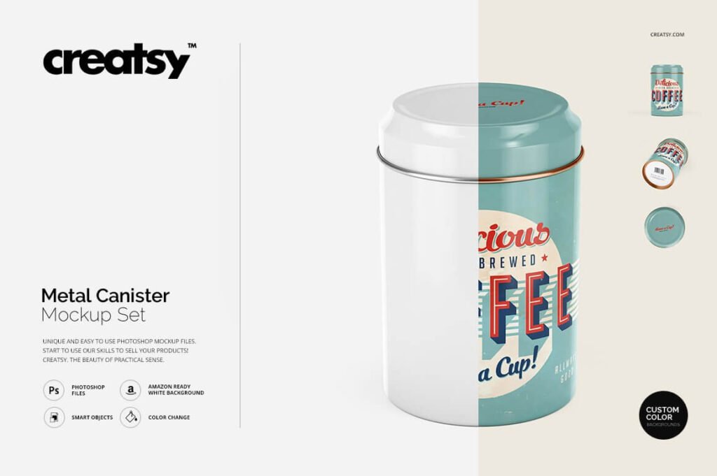 25+ Best FREE Canister Mockup Packaging PSD Templates