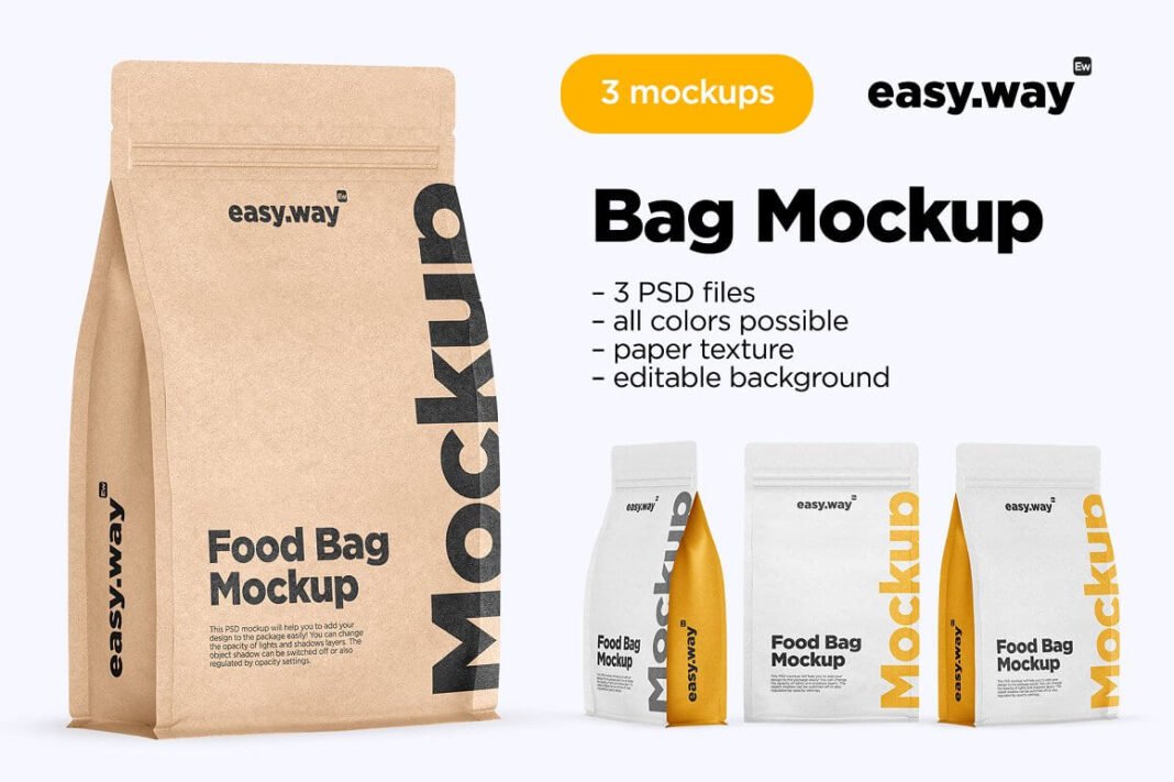Download 22+ Best Paper Pouch Mockup Packaging PSD Templates