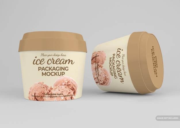 Realistic ice cream packaging mockup Premium Psd