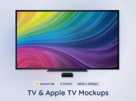 TV and Apple TV Mockups - 3 different scenes