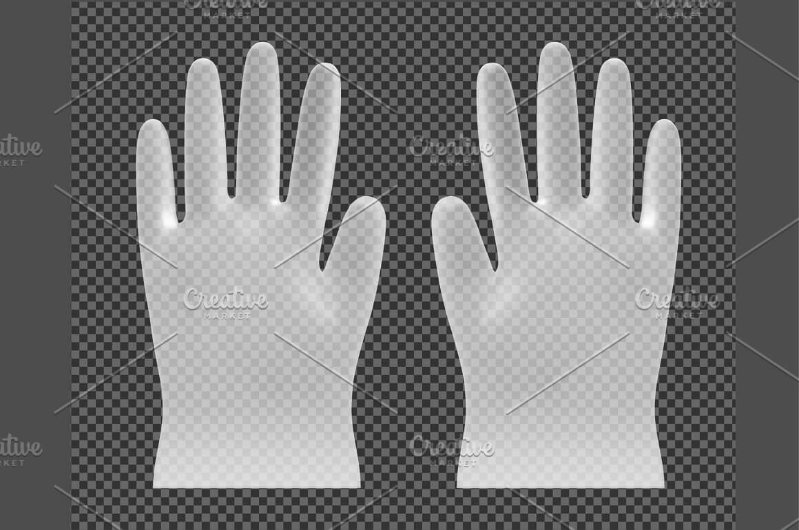 Transparent white nitrile gloves