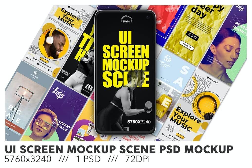 Ui Screen Mockup Scene PSD Mockup