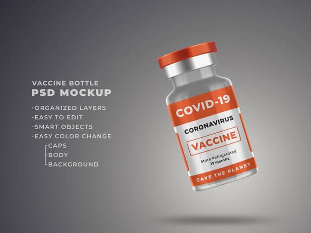 Vaccine bottle mockup Premium Psd (1)