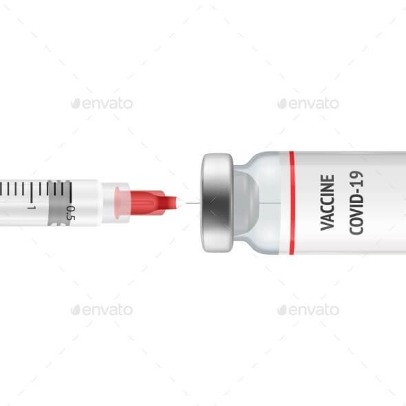 Vector Realistic Bottle and Syringe COVID-19 (1)