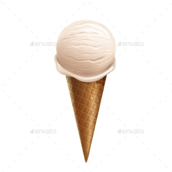 Vector Realistic Ice Cream in Cone