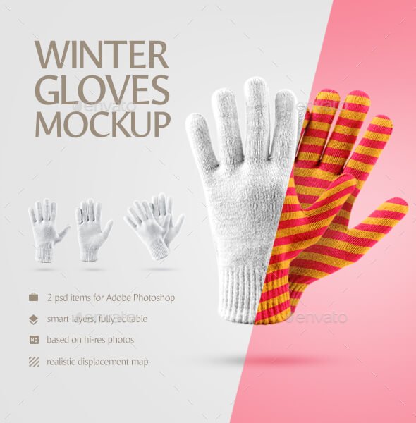 Winter Gloves Mockup