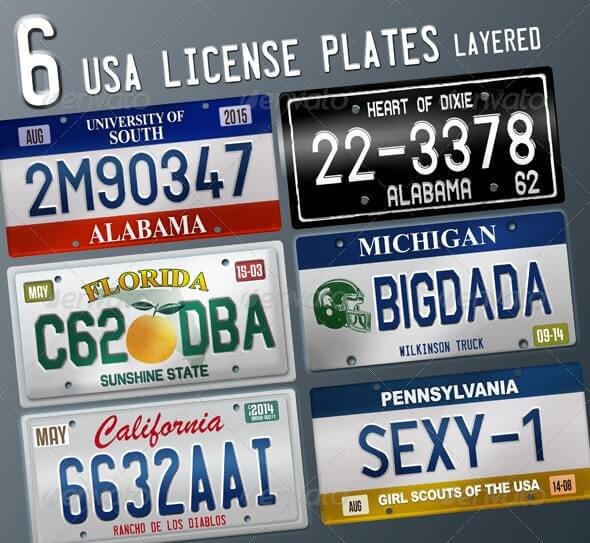 6 Layered USA License Plates