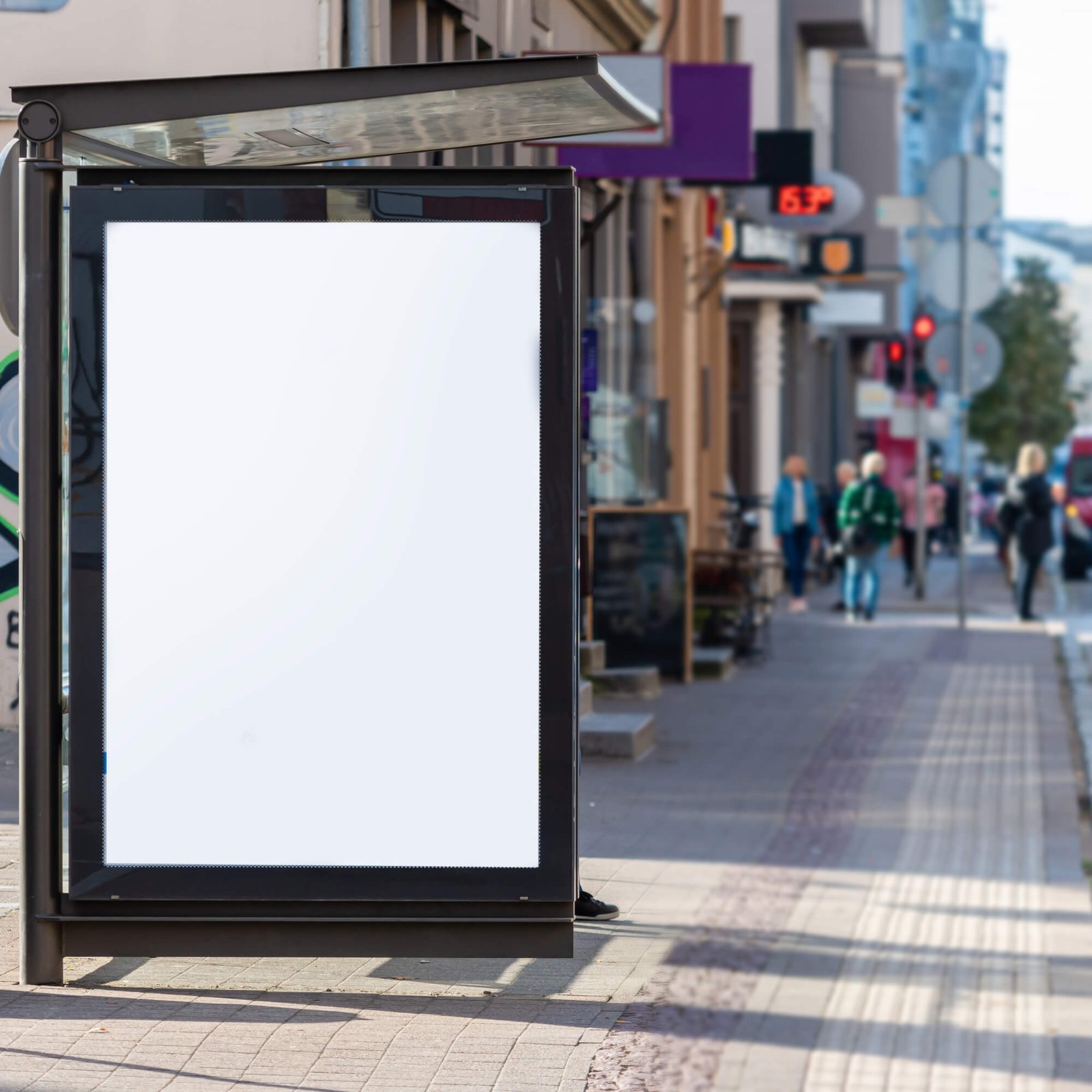 Blank Free Bus Shelter Mockup PSD Template