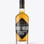 Clear Glass Bottle with Whiskey Mockup