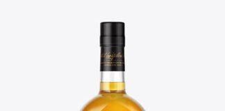 Clear Glass Bottle with Whiskey Mockup