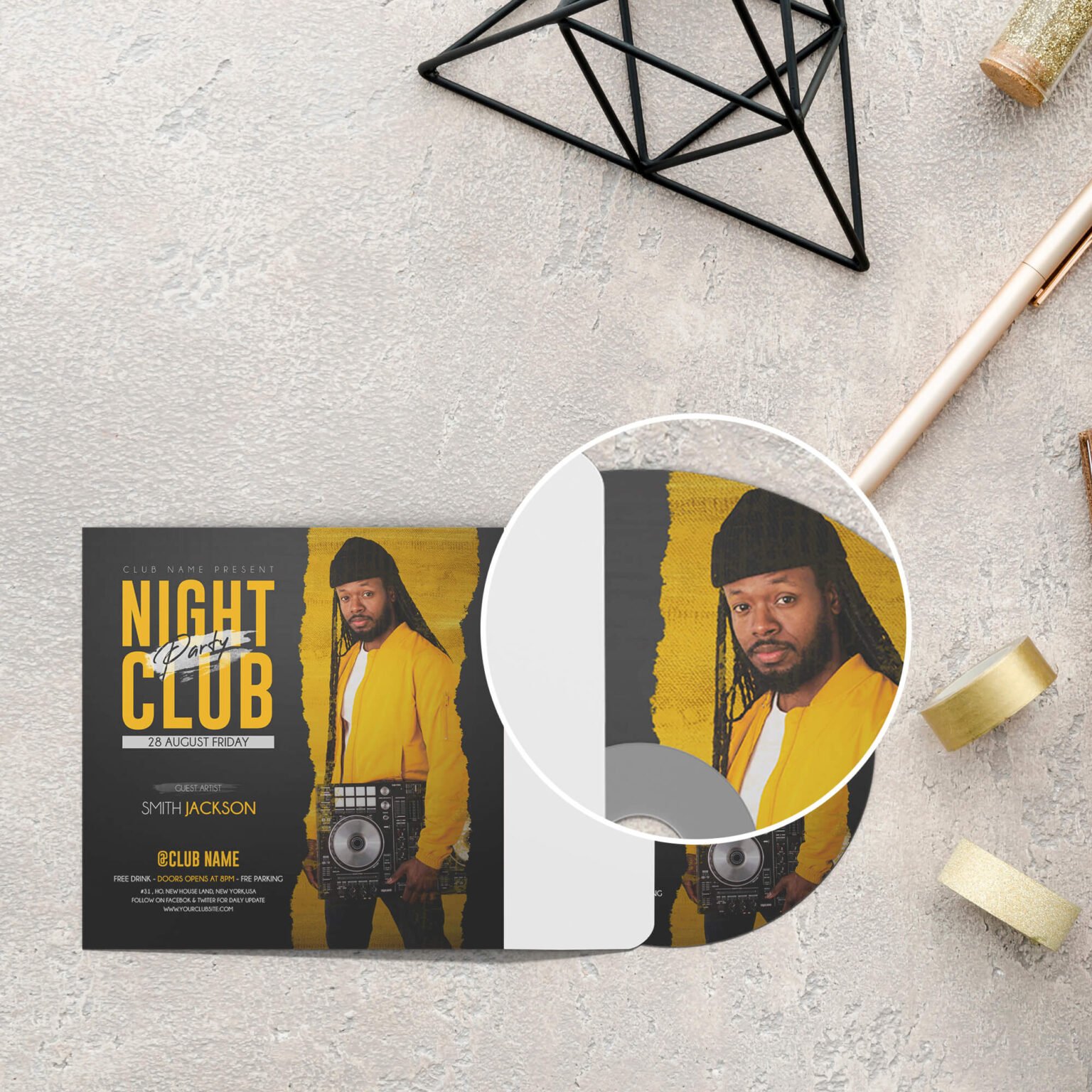 Free Album Cover Mockup PSD Template - Mockup Den