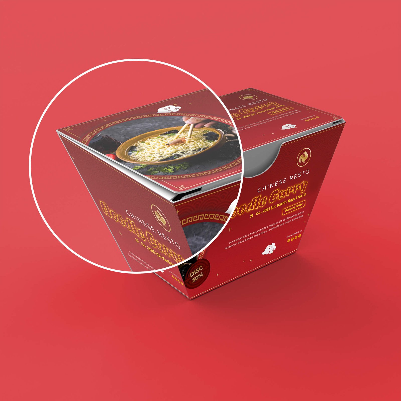 Close Up Of a Free Chinese Food Box Mockup PSD Template