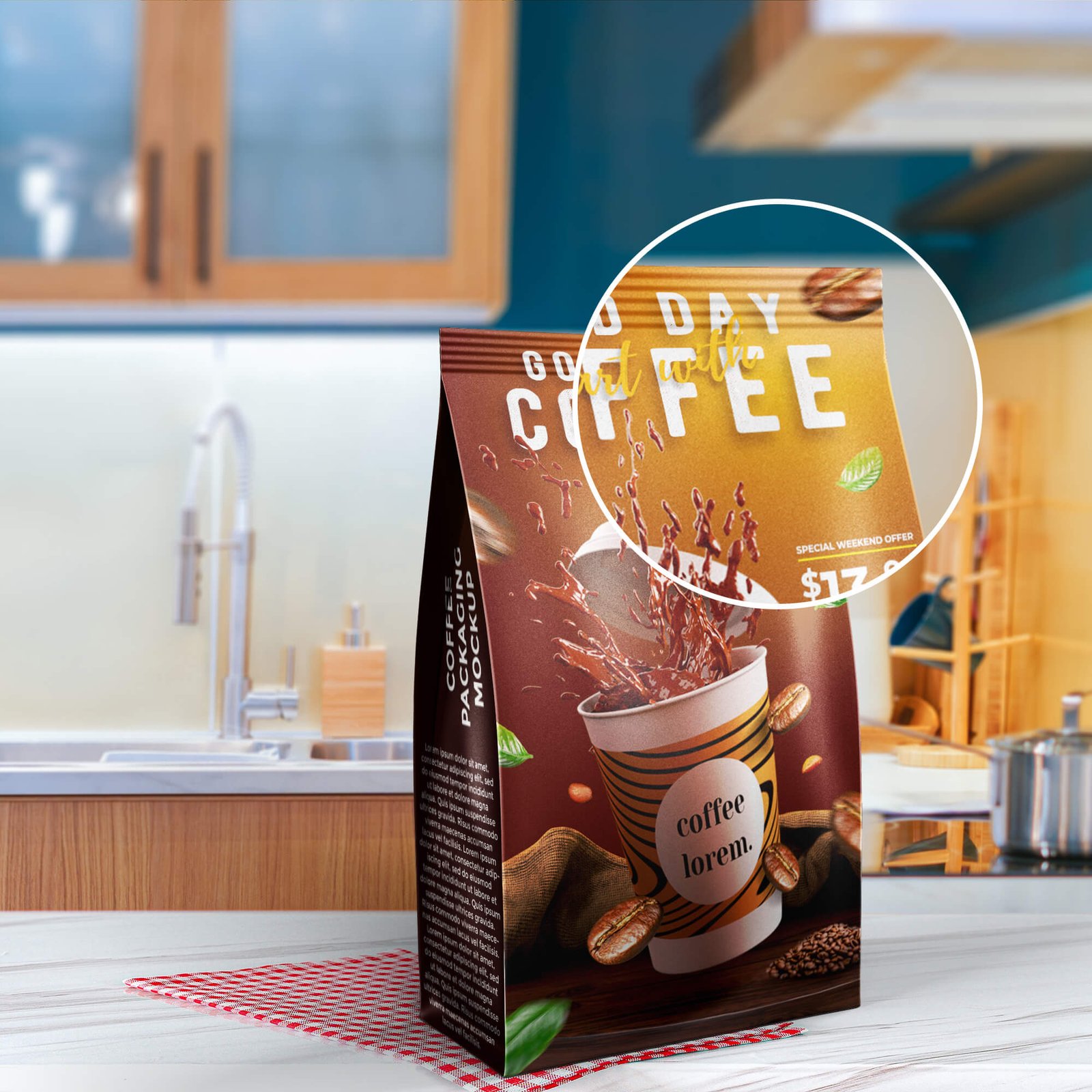 Close Up Of a Free Coffee Packaging Mockup PSD Template (1)