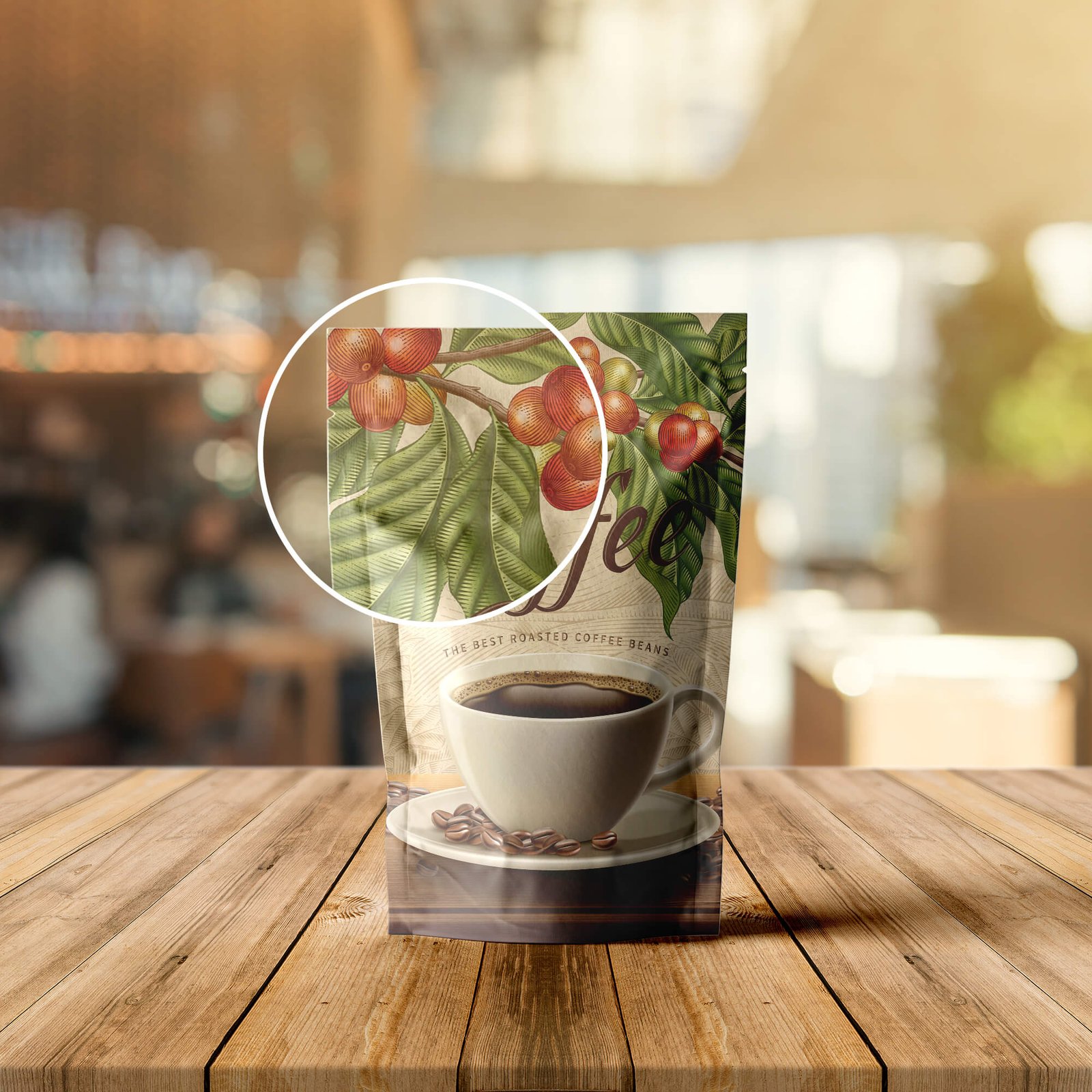 Close Up Of a Free Coffee Packaging Mockup PSD Template