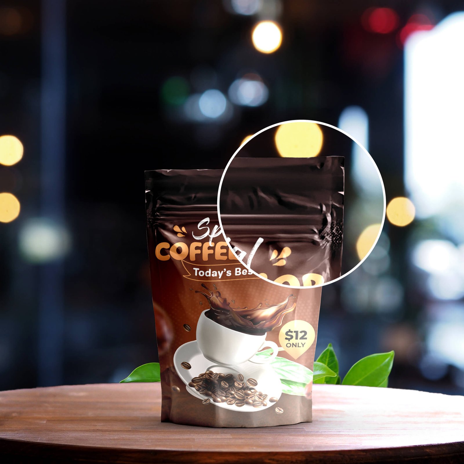 Close Up Of a Free Coffee Packaging Mockup PSD Template (3)