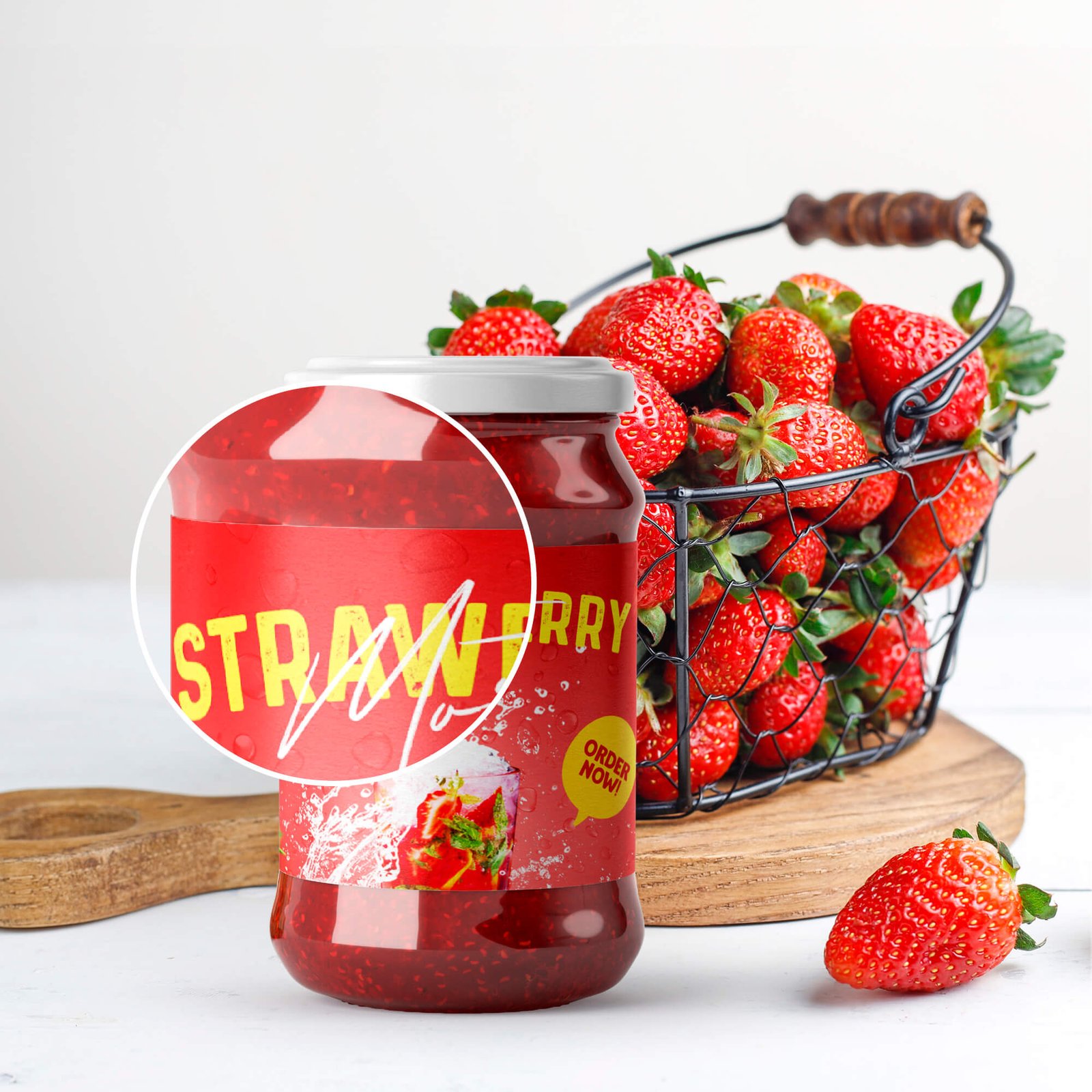 Close Up Of a Free Jam Bottle Mockup PSD Template
