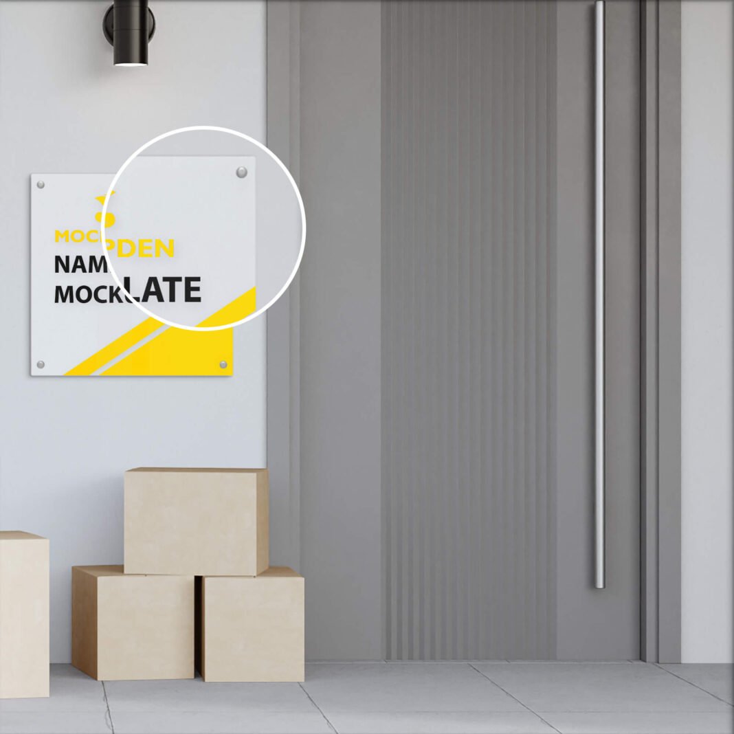 Download Free Name Plate Mockup PSD Template - Mockup Den