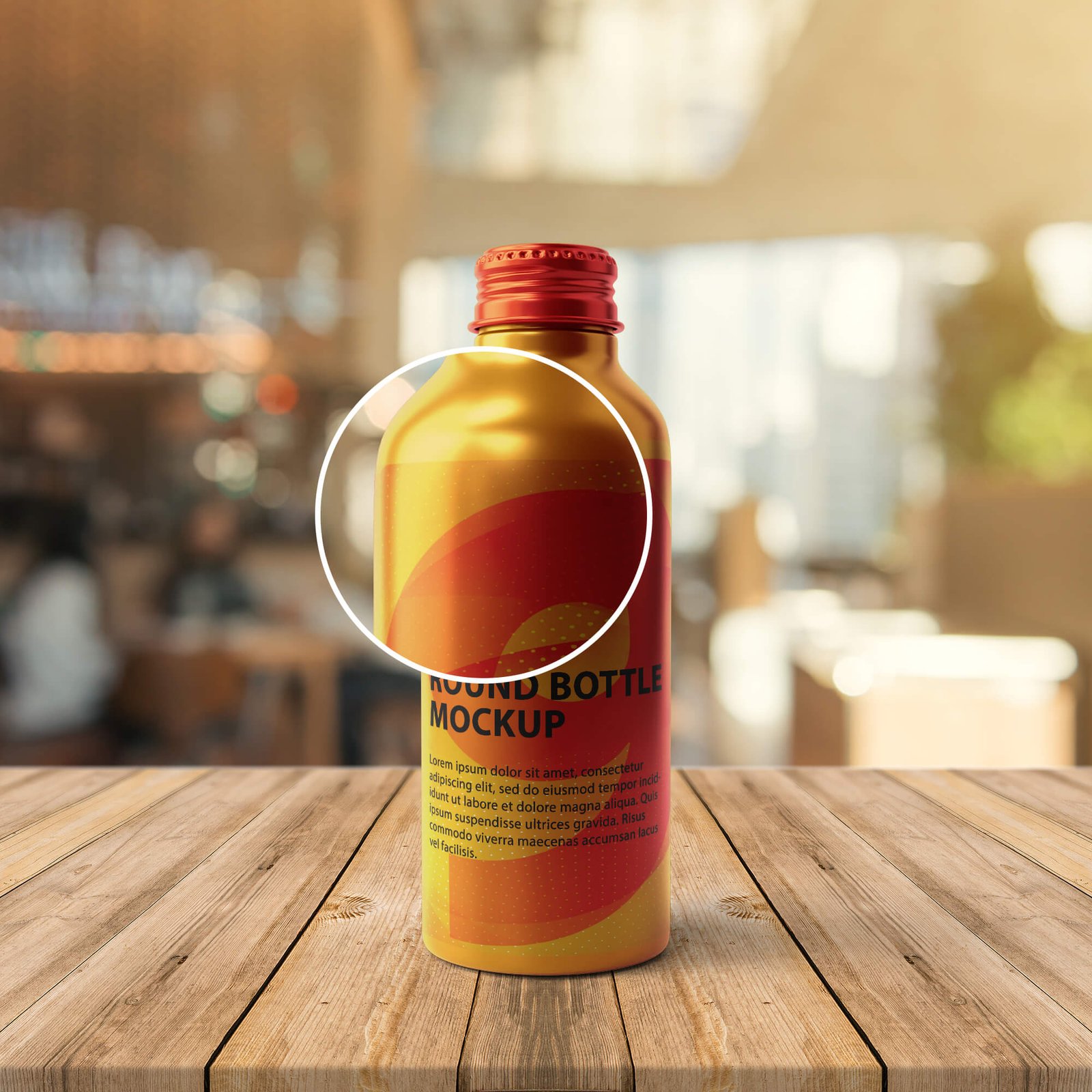 Close Up Of a Free Round Bottle Mockup PSD Template