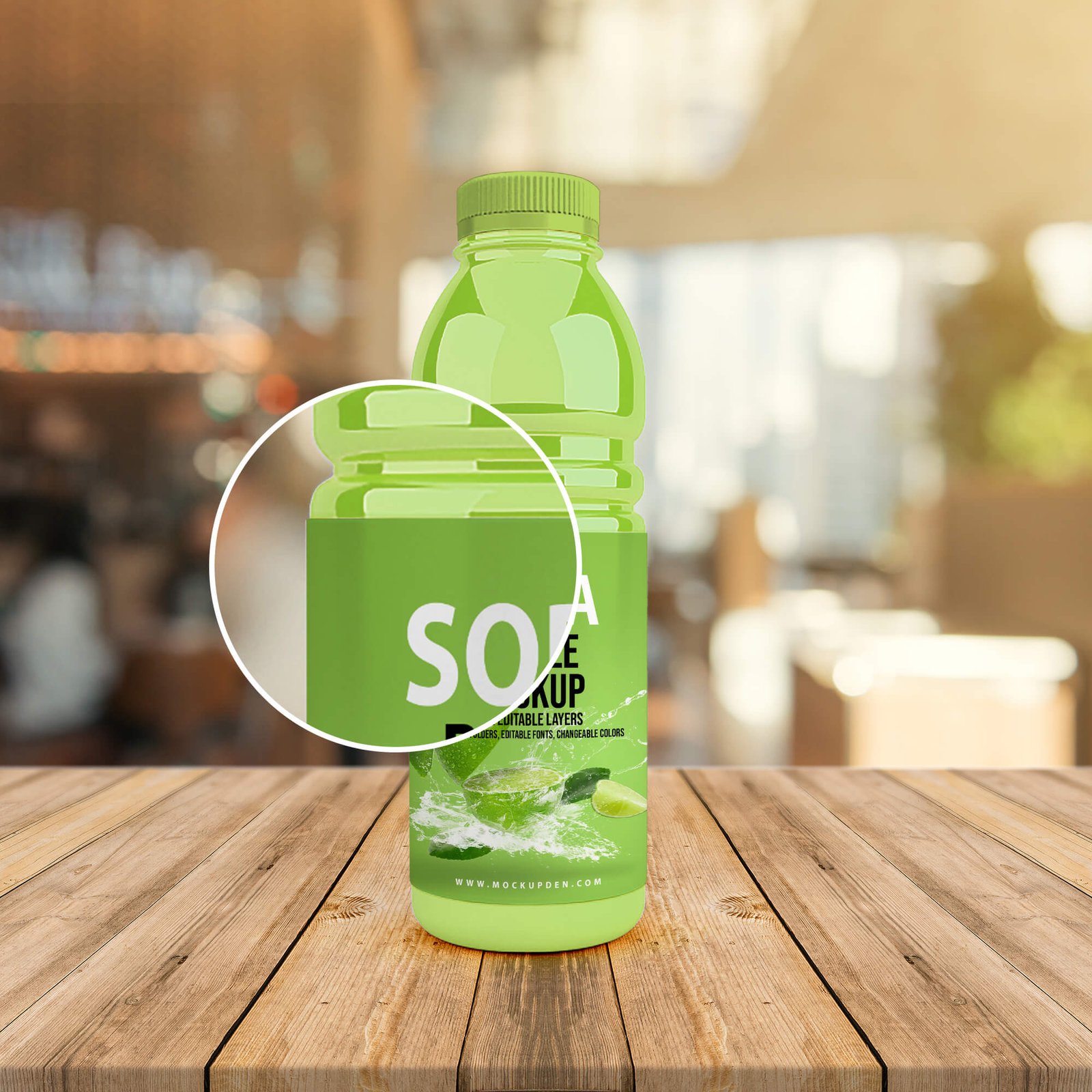 Close Up Of a Free Soda Bottle Mockup PSD Template (2)