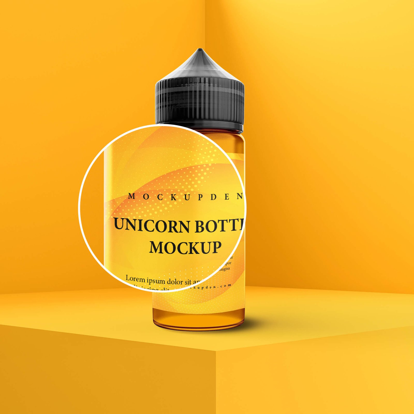 Close Up Of a Free Unicorn Bottle Mockup PSD Template