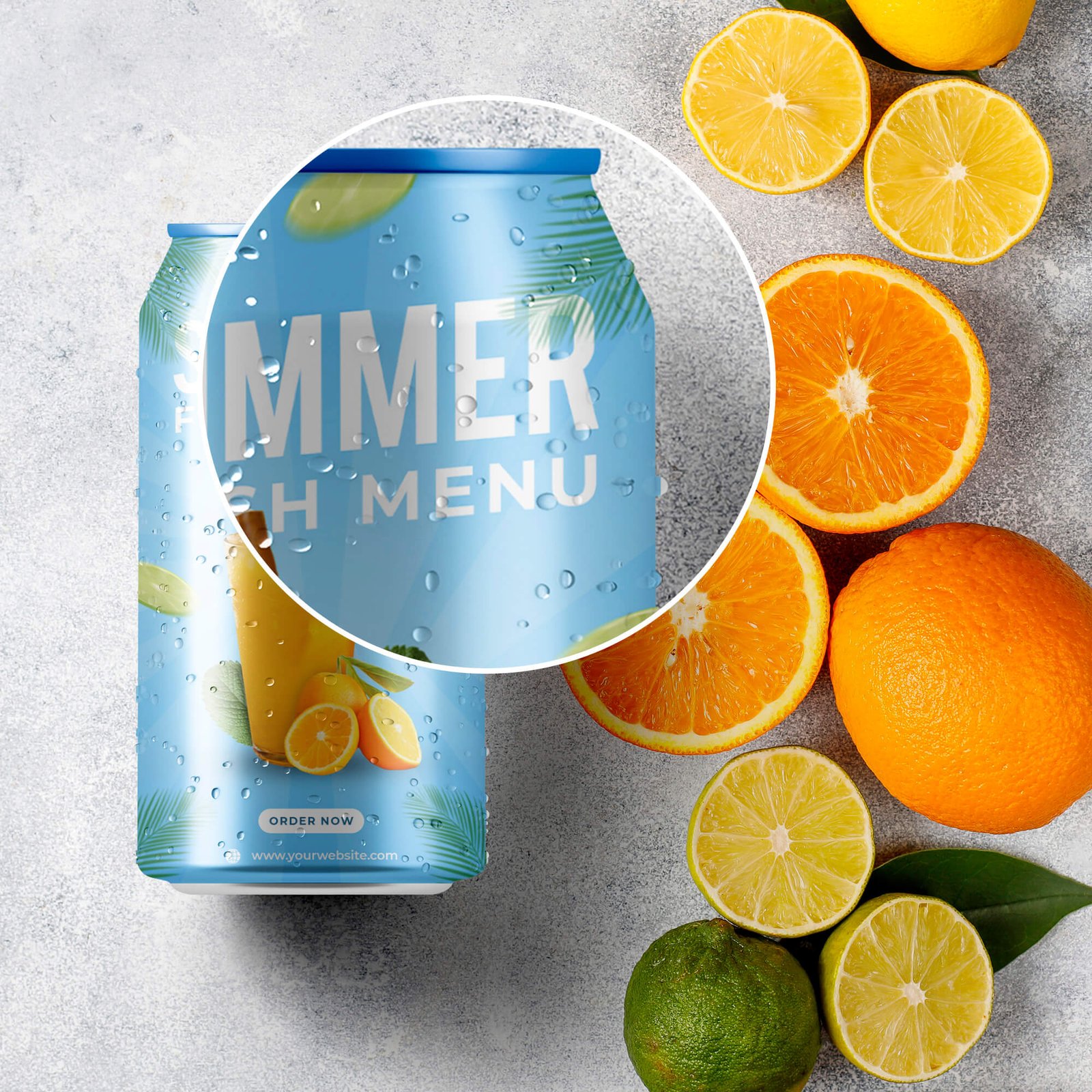 Close Up of a Free Drink Packaging Mockup PSD Template