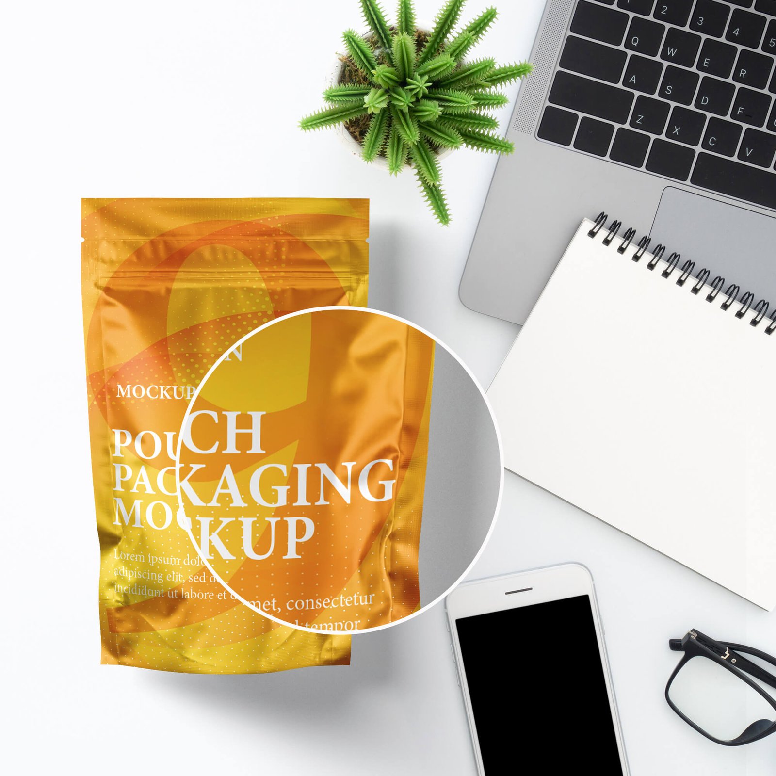 Close Up of a Free Pouch Packaging Mockup PSD Template