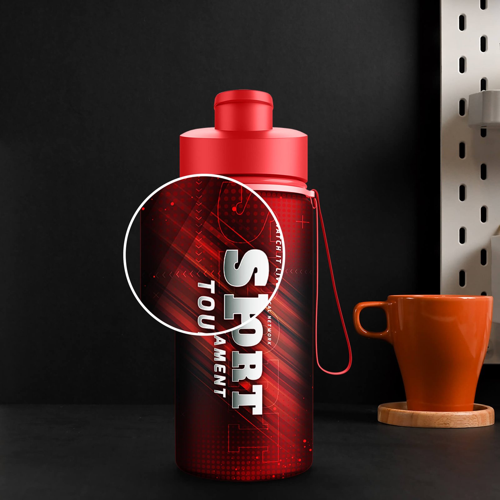 Close Up of a Free Sports Bottle Mockup PSD Template PSD Template